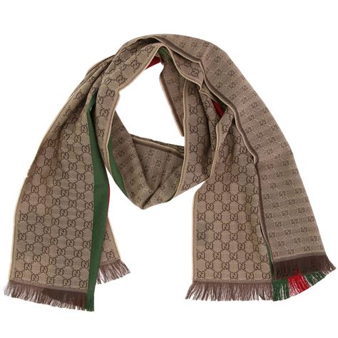 Sciarpa in misto lana e seta con logo jacquard GUCCI da donna